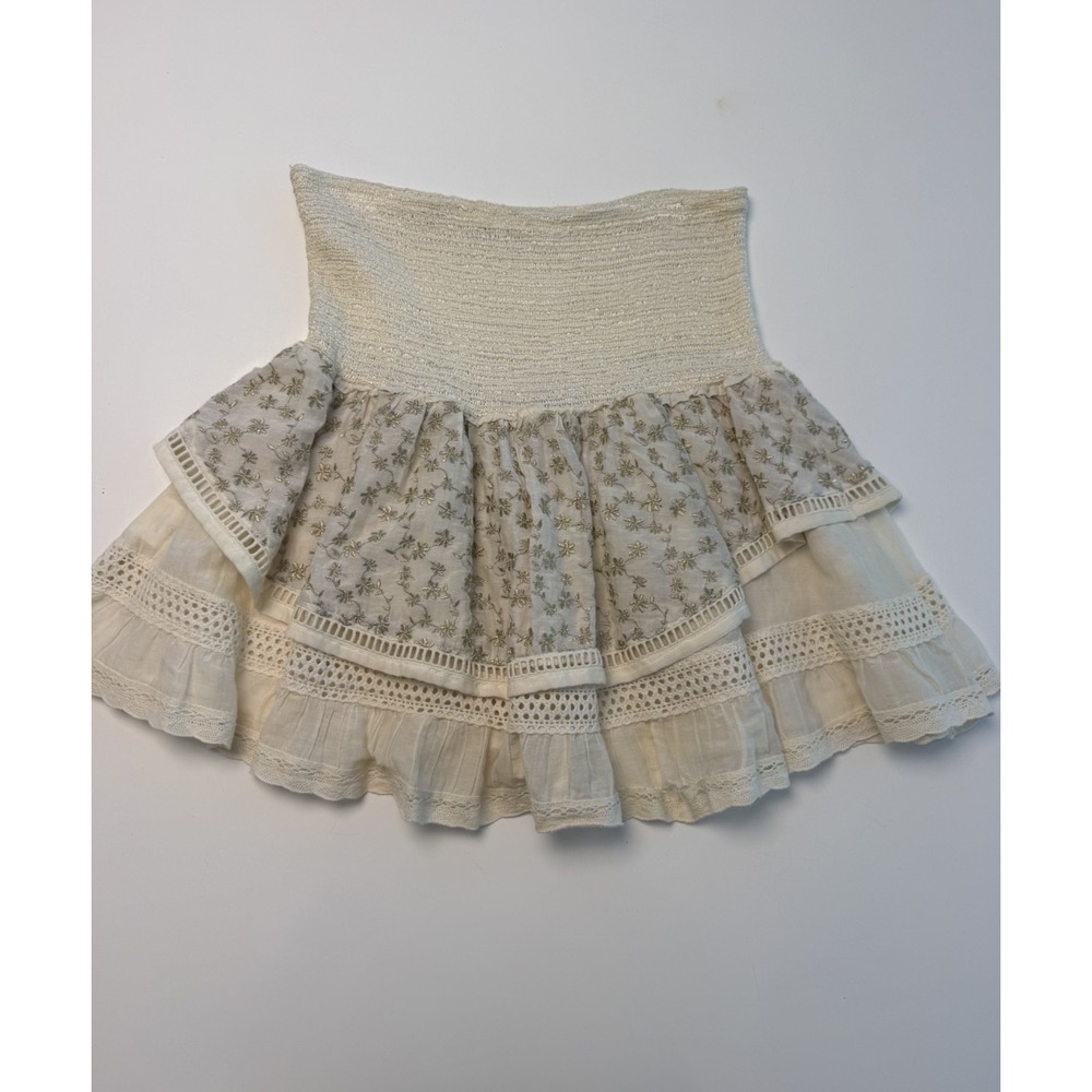 Ramy Brook | Mini Skirt Size S In Creme and Gold - Picture 5 of 7